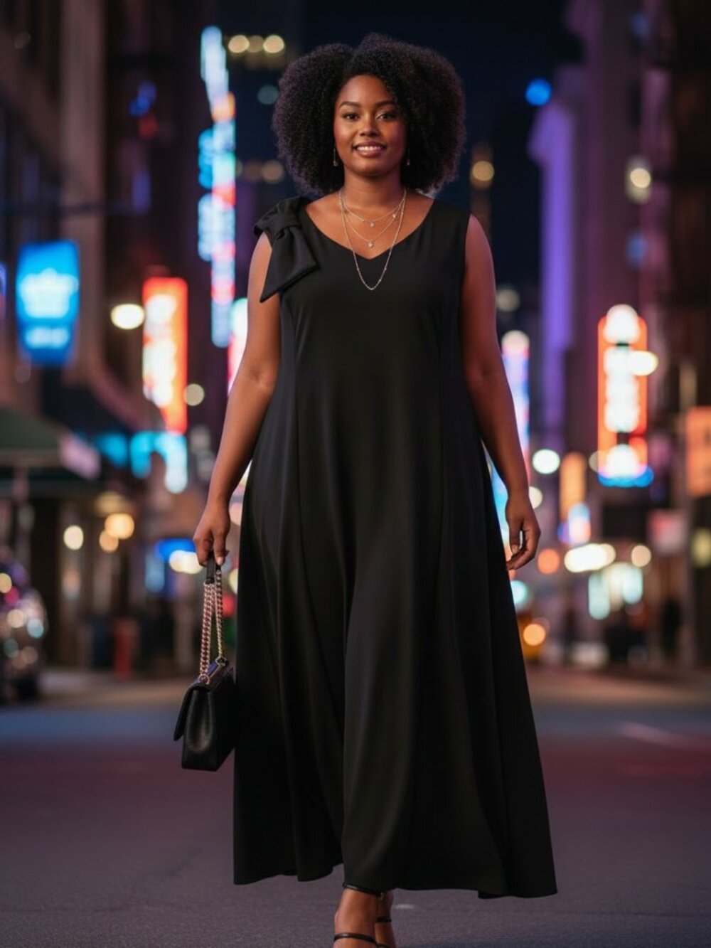 Isaac Mizrahi New York Black A-Line Dress Size 24 NWT Sleeveless Bow Detail